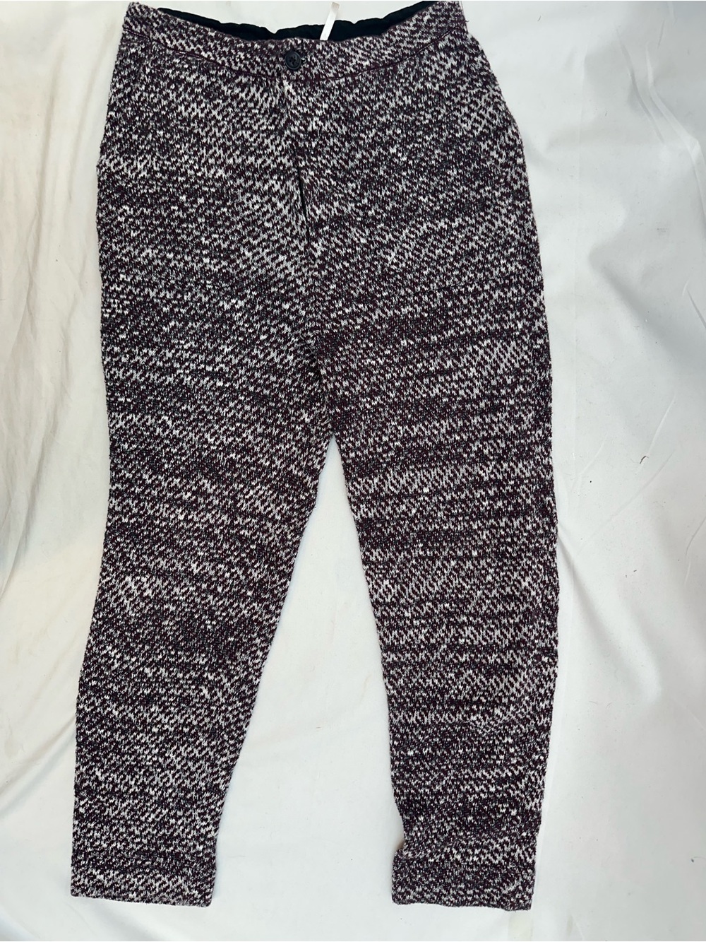 Free People Marled Black plum and White Straight-Leg Knit Pants XS